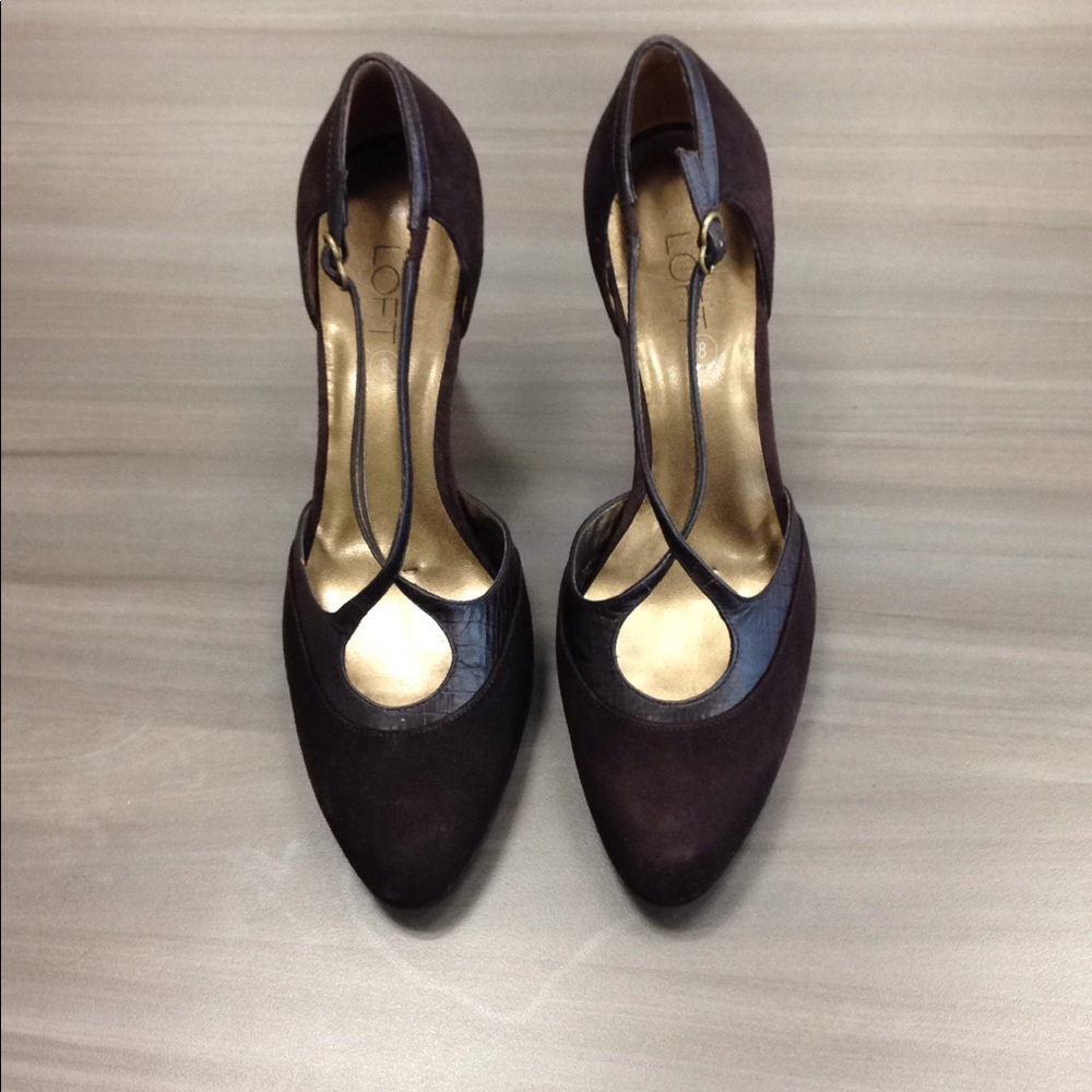 LOFT Dana Suede & Leather Shoes, Dark Brown, 8M